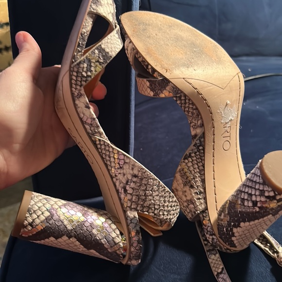 Franco Sarto Ankle Strap Heels Metallic Snake Skin - Picture 12 of 16